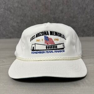 USS Arizona Memorial Pearl Harbor Snapback Hat White Rope Cap SKM Made in USA